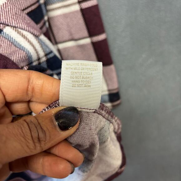 Eden & Olivia 1X Plaid Button Front Tunic Top Burgundy Navy Soft Stretch Country - Picture 7 of 11